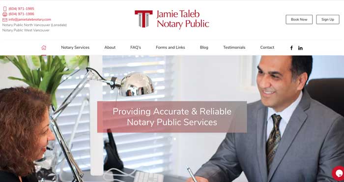 Proloyalweb portfolio - Jamie Taleb Notary Vancouver