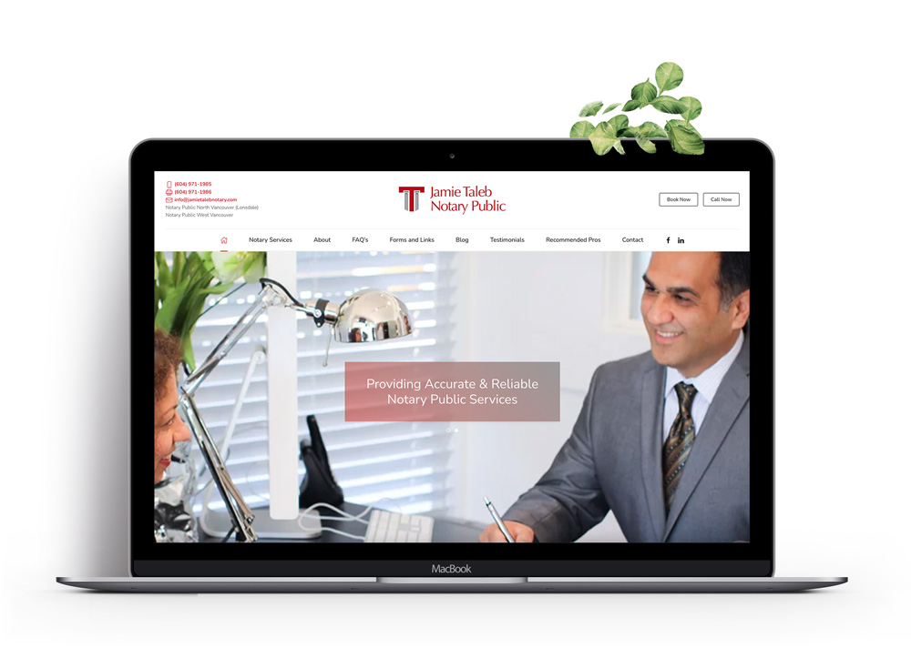Web design project for notary public